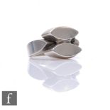 A Danish silver abstract ring, design number 98, weight 4.8g, ring size I 1/2, Georg Jensen, boxed.