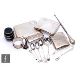 A small parcel lot of assorted hallmarked silver and other items to include three cigarette cases,