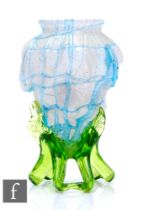 An early 20th Century Kralik glass vase in the form of a shell, the body decorated with random