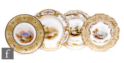 A collection of 19th Century Coalport porcelain topographical cabinet plates, each of circular