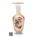 A 19th Century opal glass vase in the manner of Richardsons, the footed shouldered ovoid body with