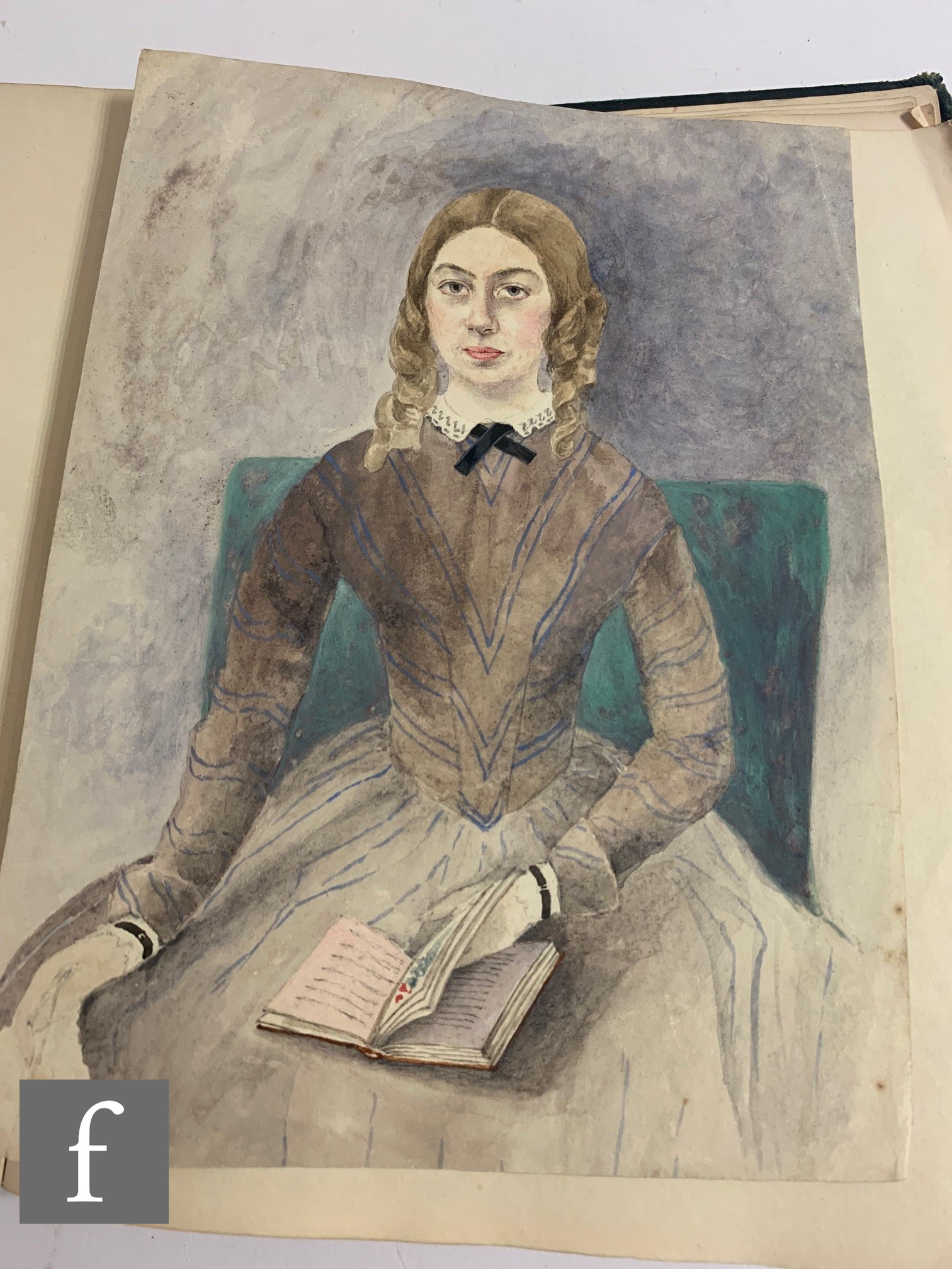 A mid 19th Century leather bound album containing watercolour portraits of the Paris family, studies - Image 19 of 19