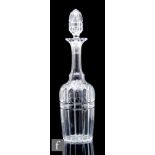A late 20th Century clear crystal glass decanter, of high shouldered ovoid form with tall collar