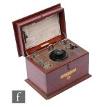 A Gecophone crystal set No 1 in mahogany case, B.C.1001 inst. No 2939, ebonite control dial,