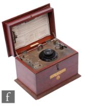 A Gecophone crystal set No 1 in mahogany case, B.C.1001 inst. No 2939, ebonite control dial,