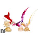 Three mid 20th Century Murano glass figures, to include two stylised birds and a fish, all with