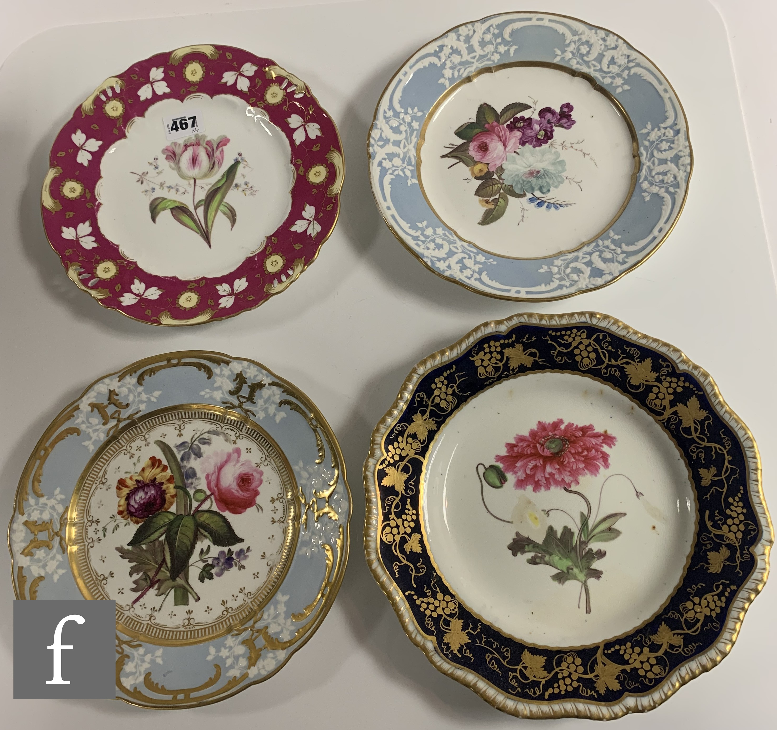 A collection of 19th Century English porcelain cabinet plates, all with varying botanical scenes, - Image 2 of 7