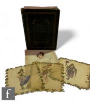 A mid 19th Century leather bound album containing watercolour portraits of the Paris family, studies