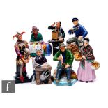 A collection of Royal Doulton figures to include The Jester HN 2016, The Orange Lady HN 1759, A Good