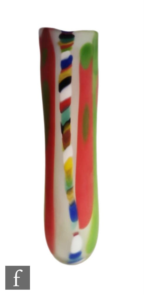 A large Will Shakspeare for Shakspeare Glass & Art studio glass vase of drawn cylindrical form,