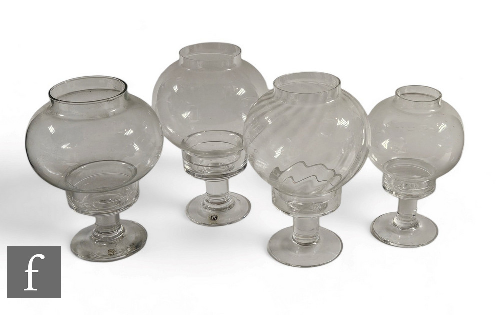 A graduated set of three 20th Century clear crystal Victoria range candle lamps, by Frank Thrower,