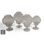 A graduated set of three 20th Century clear crystal Victoria range candle lamps, by Frank Thrower,