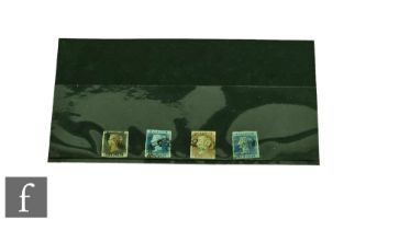 Four Victoria stamps, 1840/41, Penny Black, two pence blue and red, a set of four, Sg 2/5/8 and