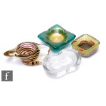 A 20th Century Murano glass dish of organic pulled and twisted form, internally decorated with an