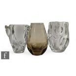 A 20th Century continental clear crystal glass vase of ovoid form with dimpled decoration,