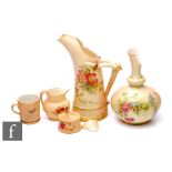 A collection of late 19th to early 20th Century Royal Worcester porcelain to include a tusk ice jug,
