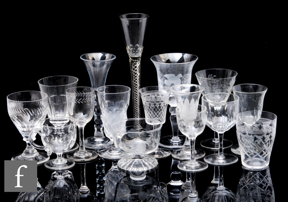 A quantity of assorted late 19th and early 20th Century clear crystal glass ware, of various forms
