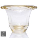 A later 20th Century Daum crystal glass vase of cylindrical form rising to a stylised rope border,