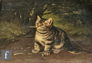 AFTER HORATIO HENRY COULDERY (1832-1893) - Tabby cat, oleograph, signed in the print, framed, 30cm x