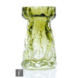 A mid 20th Century German textured glass vase by Ingrid Glashutte, of tapered cylinder form with cup