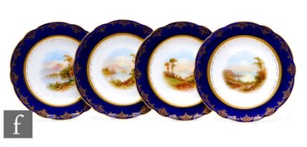 A collection of early 20th Century Coalport porcelain 'Wenham' topographical cabinet plates, painted