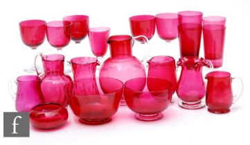 A collection of late 19th and early 20th Century ruby and cranberry glass to include assorted