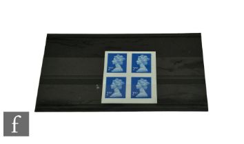 A block of four Elizabeth II second class self adhesive stamps, imperforate, S.G 2039a.
