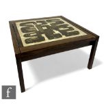 A mid Century Danish rosewood occasional table, the top set with a beige glaze ceramic panel with