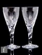 A set of eight early 20th Century Stuart & Sons Ellesmere pattern wine glasses with a stylised