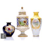 A collection of Coalport and Royal Crown Derby porcelain vases, to include a yellow ground