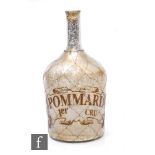 A large 19th Century French bar display bottle of shouldered ovoid form with tall drawn neck, the