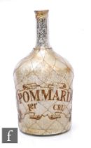 A large 19th Century French bar display bottle of shouldered ovoid form with tall drawn neck, the