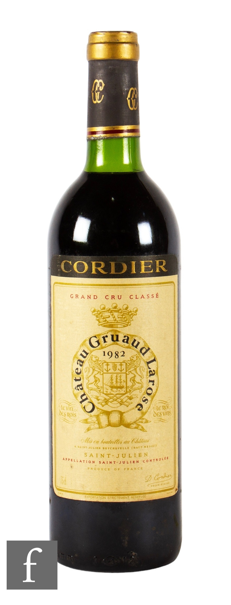 One bottle of Chateau Gruaud Larose 1982, Bordeaux, France, red.