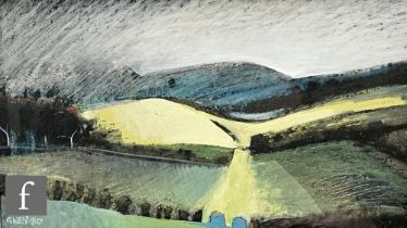 GEOFFREY KEY (BORN 1941) - 'Cornfield', acrylic on board, signed and dated '80, bears 'Pitcairn