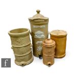 A collection of various 19th Century stoneware spirit wine and water filters, to include a