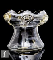 An early 20th Century Stuart and Sons Art Nouveau glass vase, tapering form with wide rim, decorated