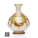 A Coalport porcelain vase, circa 1900, of squat ovoid form rising to a flared neck and applied