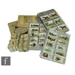 A collection of part sets of cigarette cards contained in various plastic wallets, to include