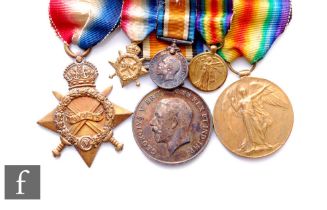 A World War One medal trio awarded to 2.Lieut H.J Evans, the star stamped 4378 L.Cpl. H.J Evans