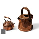 An early 20th Century copper watering can stamped Sulpitt & Sons, Birmingham, 1910, height 38cm,