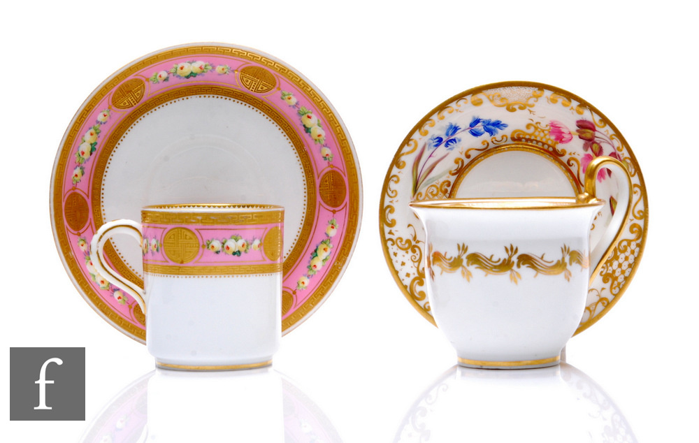 A Coalport porcelain teacup and saucer, painted by William Pollard, circa 1820, painted with