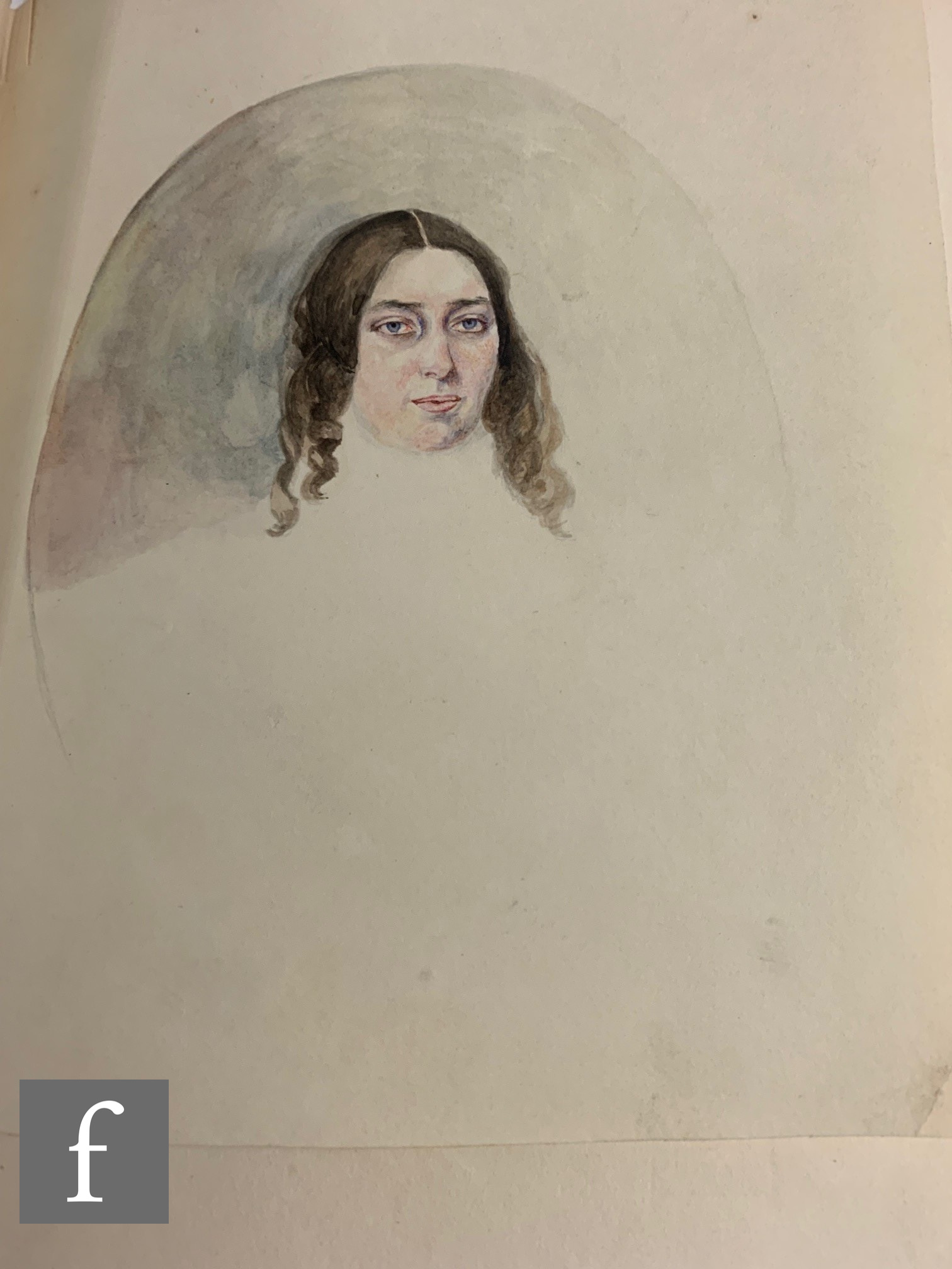 A mid 19th Century leather bound album containing watercolour portraits of the Paris family, studies - Image 10 of 19