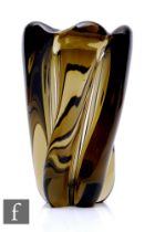 A William Wilson for Whitefriars Twisted Lobed vase, pattern number 9386, in Twilight, height 20cm.