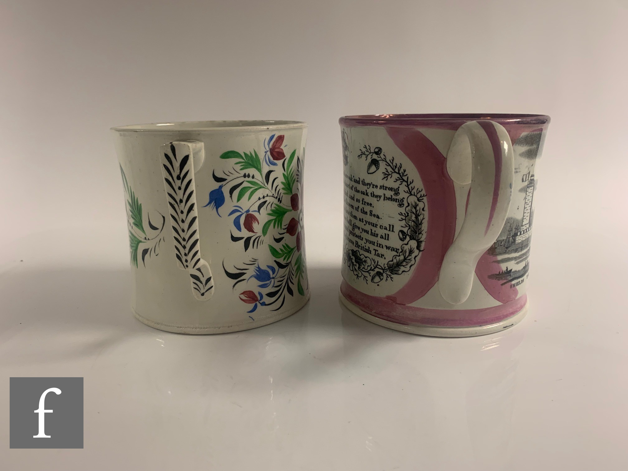 A collection of English porcelain and ironstone mugs, factories to include Derby, including two frog - Image 5 of 11