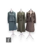 Three 1960s vintage two piece suits, comprising a Val Somers short sleeve midi dress with the