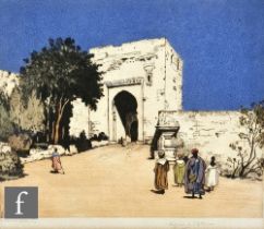 EDGAR L. PATTISON (1872-1950) - 'A Moorish Gateway', hand coloured etching, signed and titled in