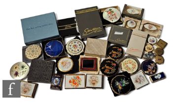 A collection of various 1960s/70s compacts and pill boxes, mainly Stratton London, some boxed. (