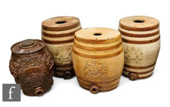 A collection of 19th Century stoneware spirit barrels, including two Doulton, to include Bitters,