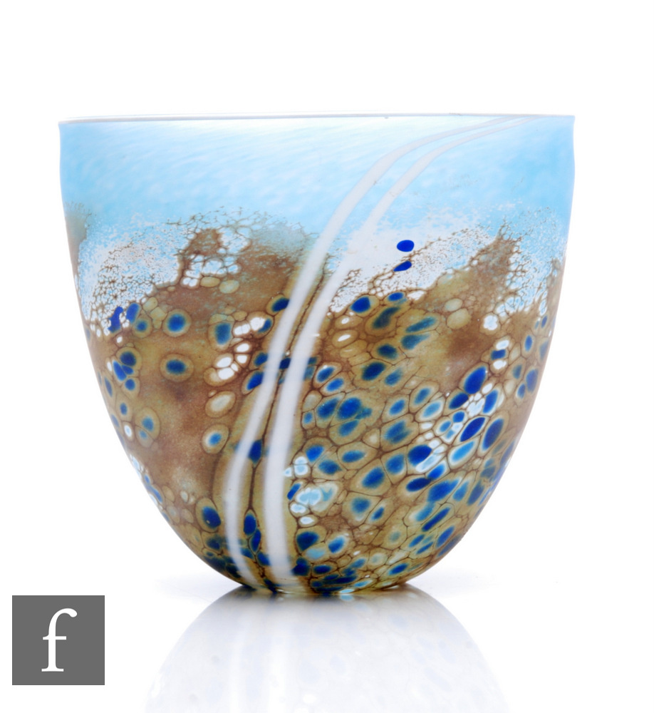 A Martin Andrews contemporary studio glass vase of ovoid form, decorated in the Beach pattern,