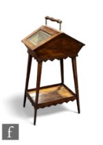 A late Victorian line inlaid rosewood portable jewellery cabinet, the sloping slides concealing a